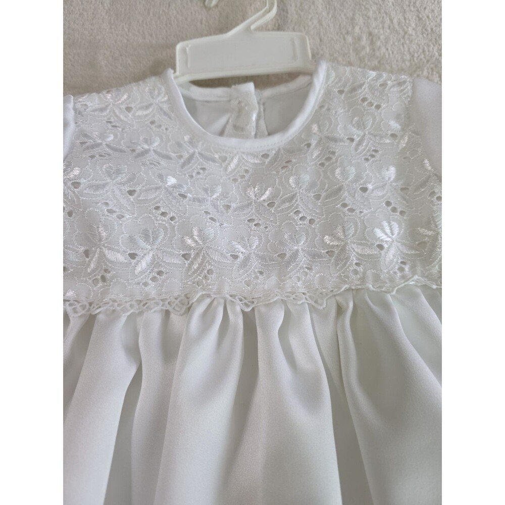 VTG Voga Baby Wear Christening Dress 0 - 3 Months Satin w/Embroidered Bodice